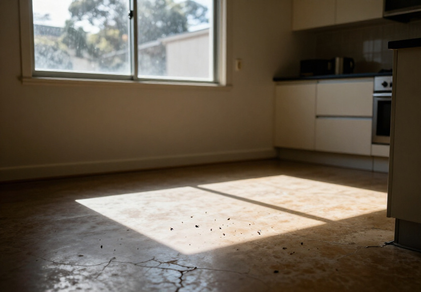 Spider nest in ceiling corner of Surry Hills apartment before treatment